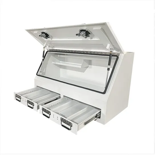 Maßgeschneiderter Aluminium-LKW-Werkzeugkasten mit abnehmbarer Ablage, verstellbar für Pickup-Tablett